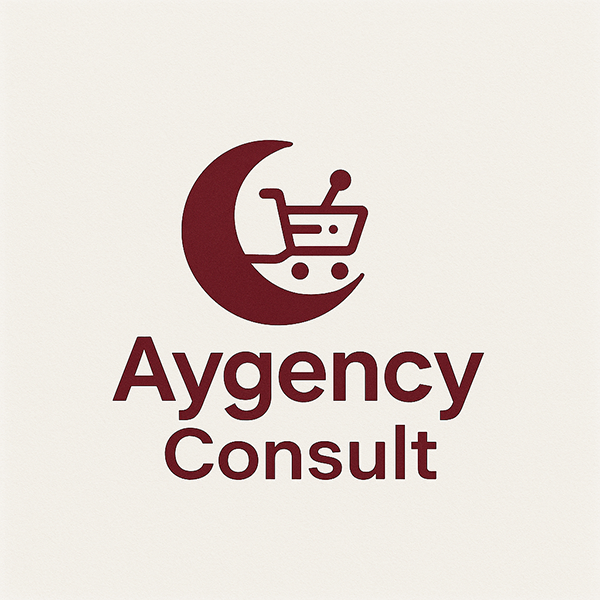 Aygency Logo Mond mit Warenkorb und Name